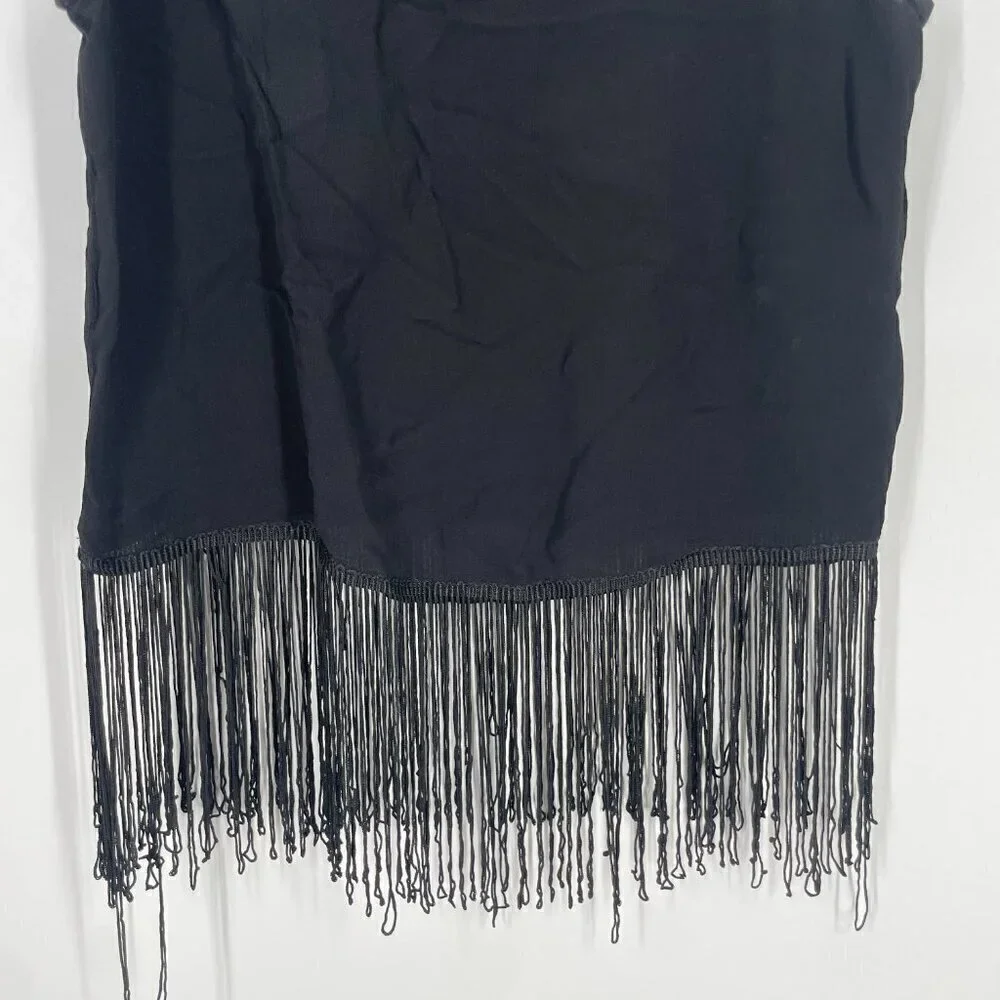 Mango MNG fringe top black sz M - Picture 2 of 12
